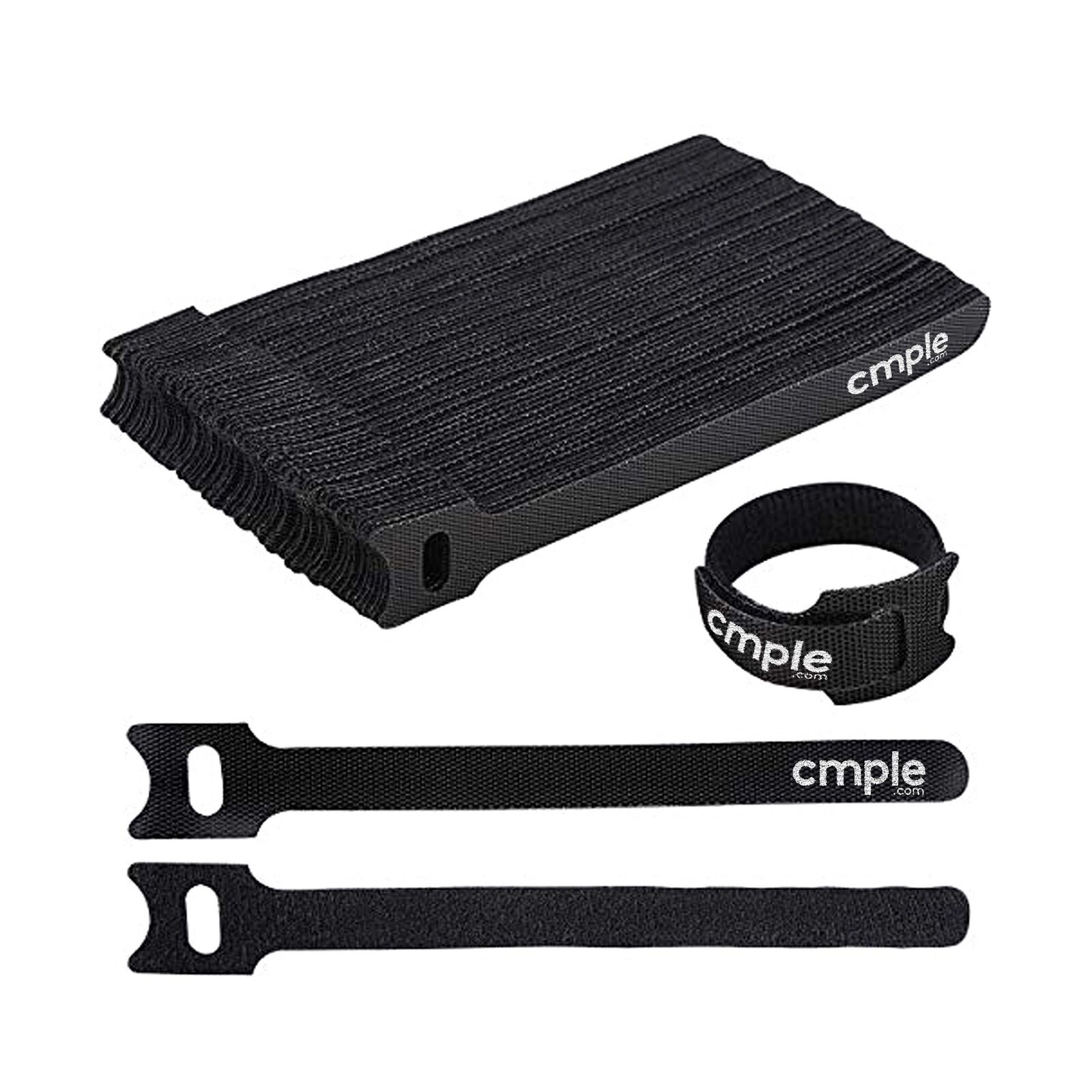 50PCS Reusable Cable Ties Velcro Adjustable Cord Organizer Rip-Tie 6-inch Black