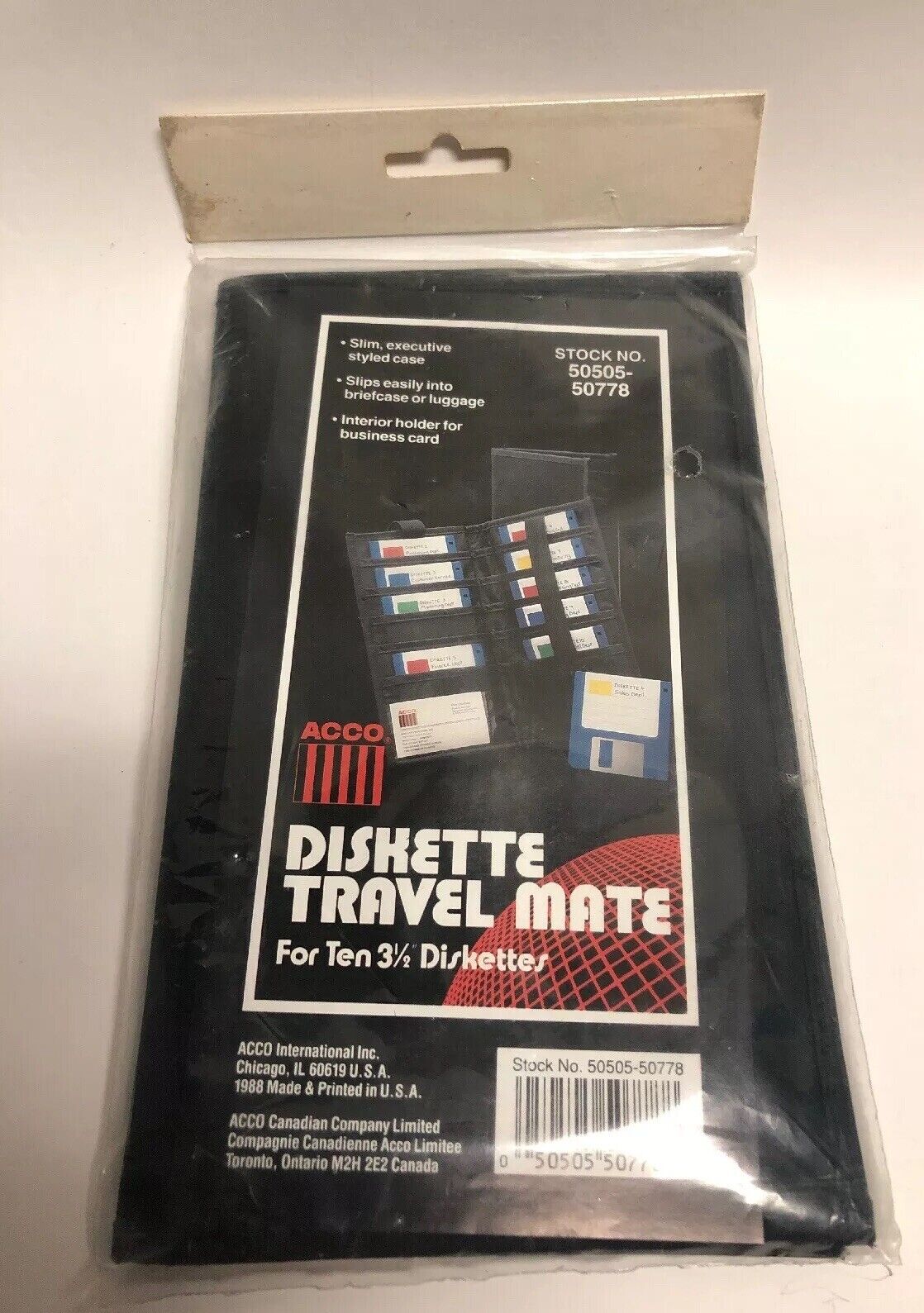 Vintage ACCO 3.5” Diskette Travel Mate Case Holds 10 Diskettes - Circa 1988