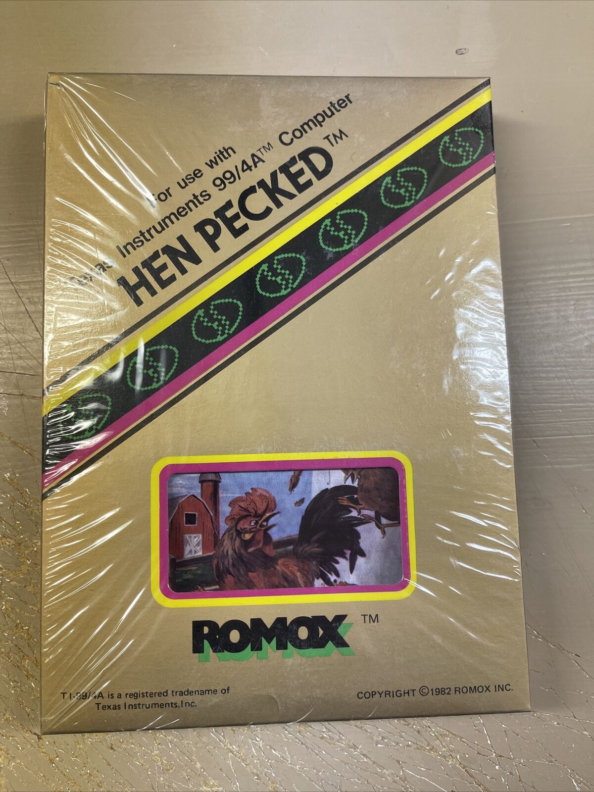 TI-99/4A Romox Hen Pecked Incredibly RARE NIB NEW BOX 1982 Sealed