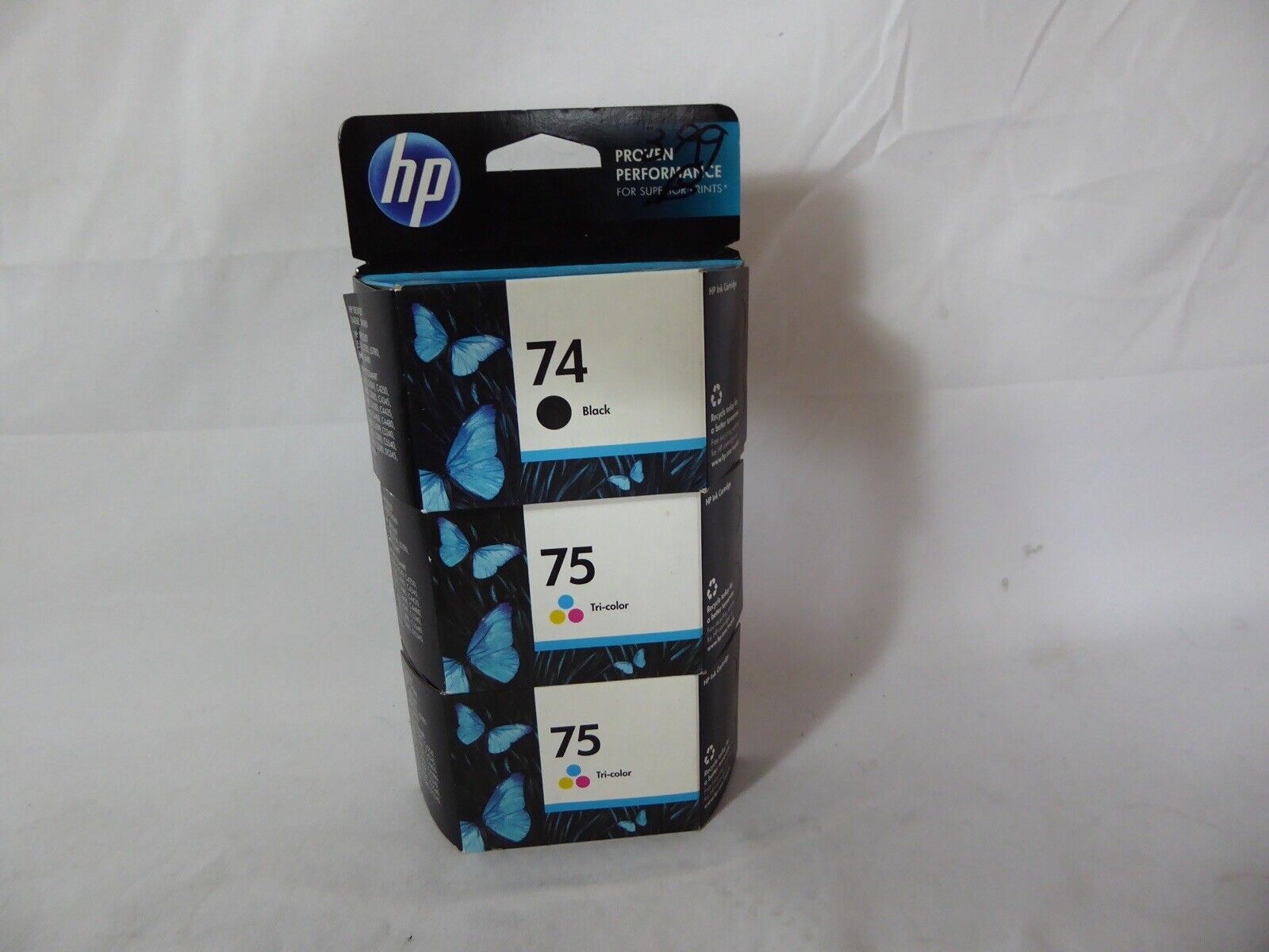 3x LOT- Genuine HP 74 Black + HP 75 + HP 75 Tri-Color Ink (exp. 2013) SEALED*
