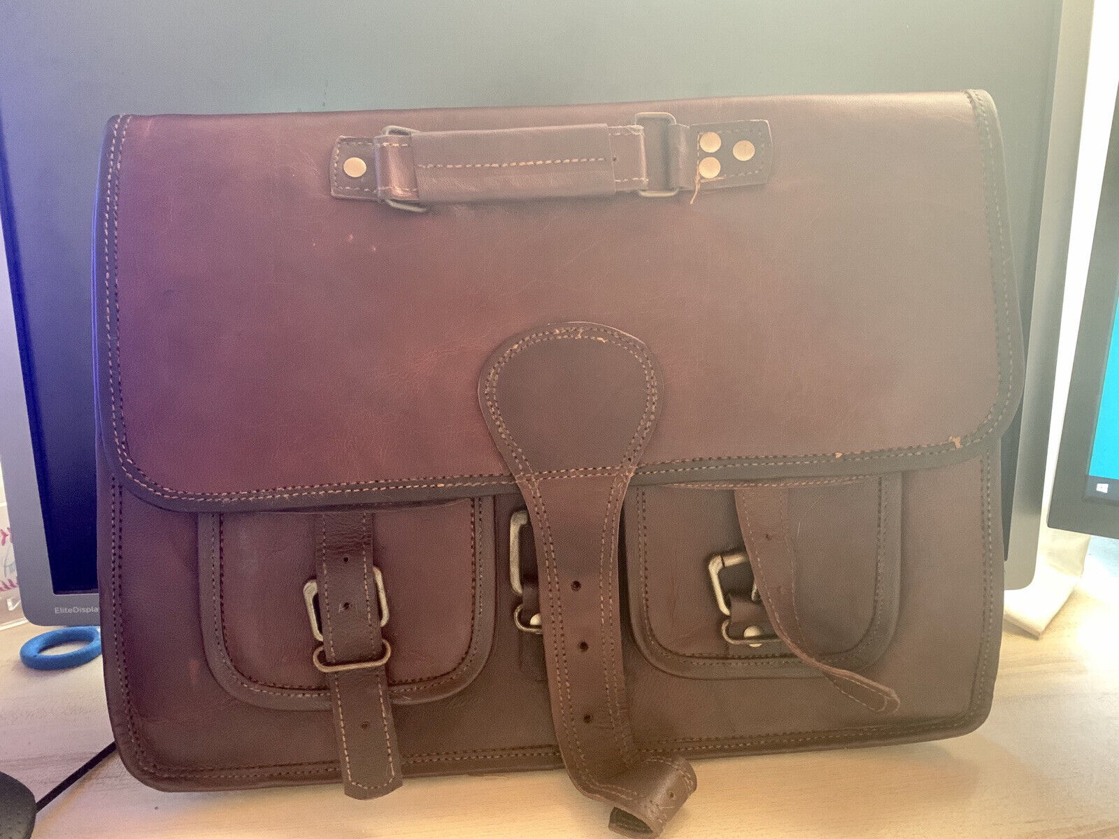 15” Vintage Style Leather Laptop Bag - Brand New, Never Used