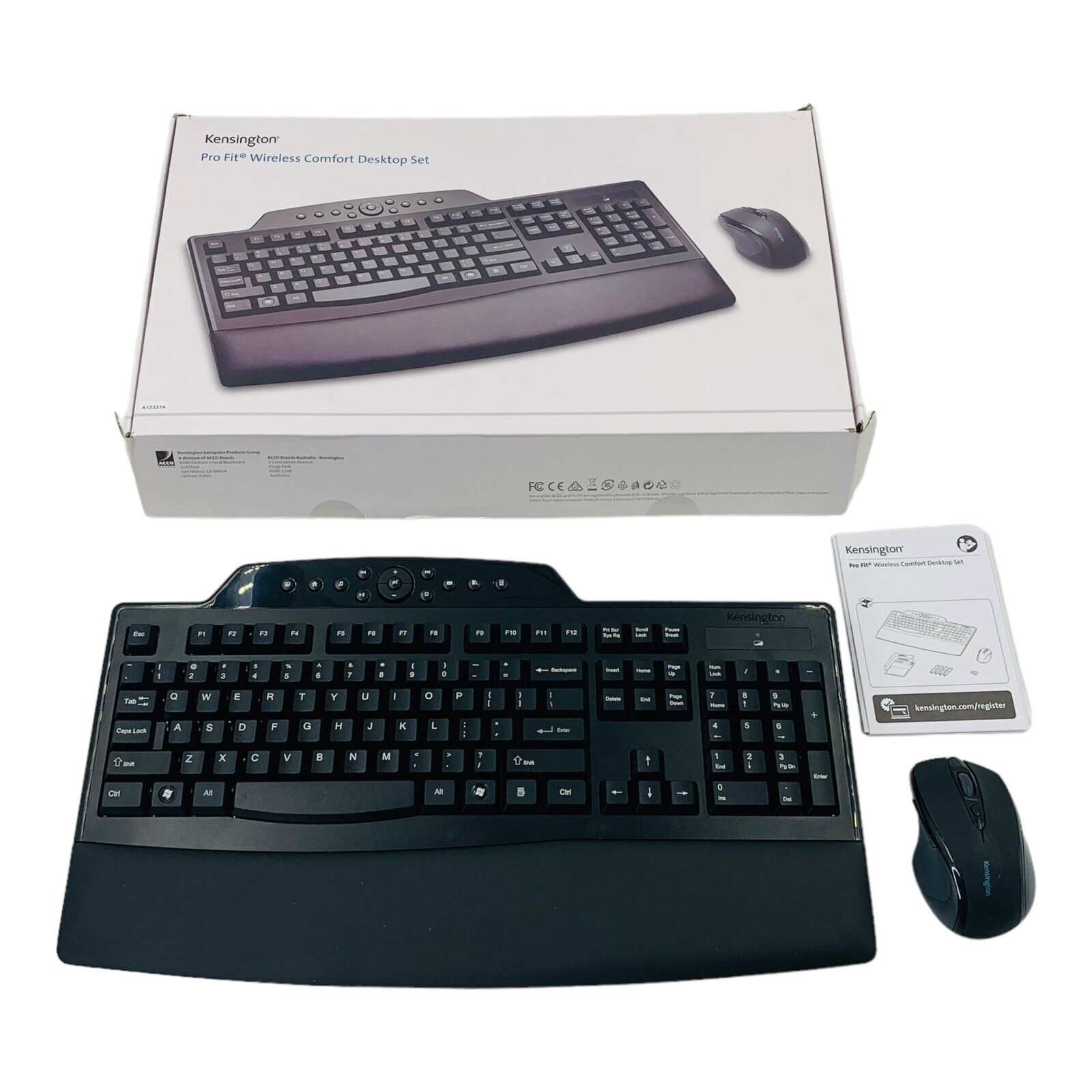 Kensington Pro Fit Wireless Comfort Desktop Keyboard & Mouse Combo Black
