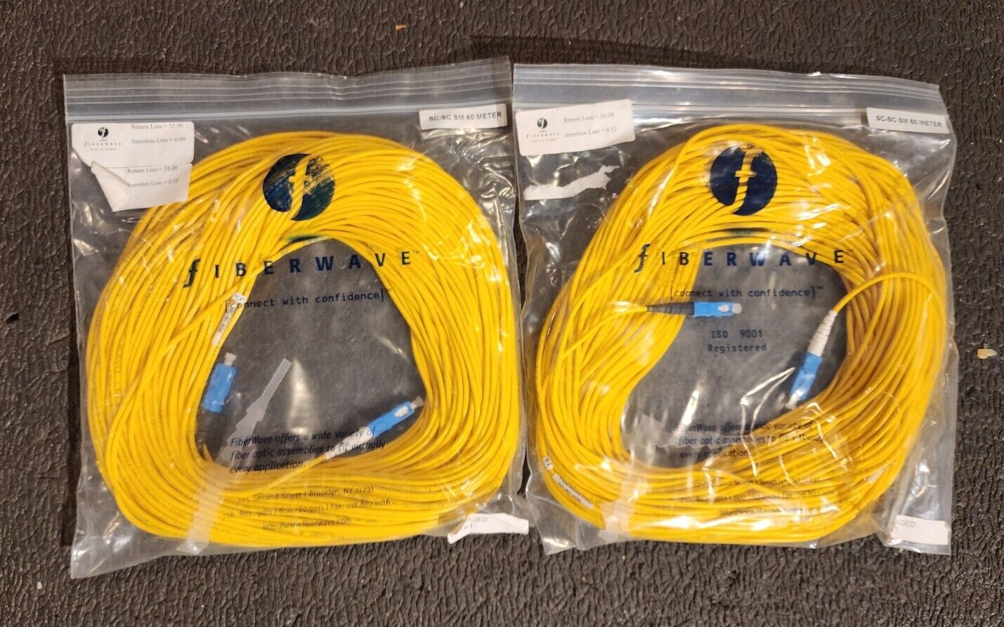 LOT OF 2 60 Meter SC-SC Single Mode Fiber Optic Network Cable New A++