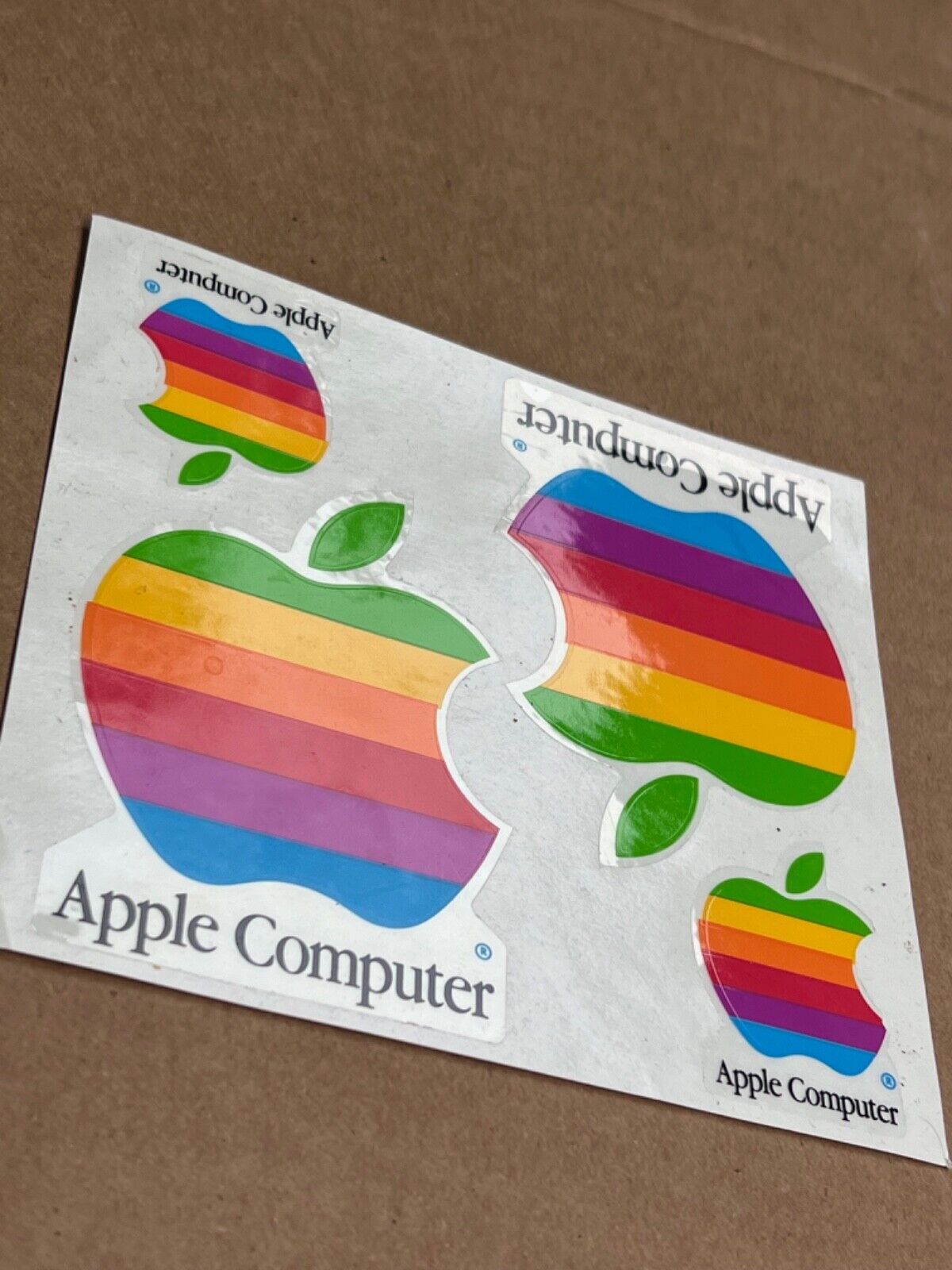 Vintage Apple Computer Stickers 1990 Rainbow Apple Decals NOS Sheet Never Peeled