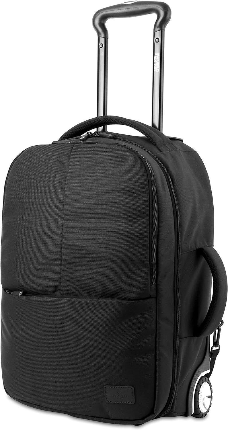 J World New York Rover Carry-On Backpack w/Wheels. Rolling Laptop Black One Size