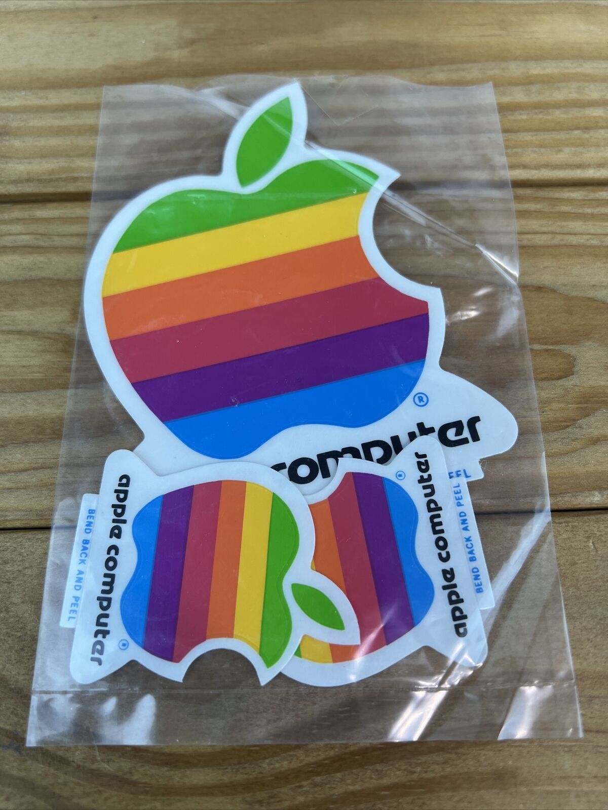 Vtg NOS Original 1980s Apple Macintosh Computer Logo Rainbow Decal Stickers Lot