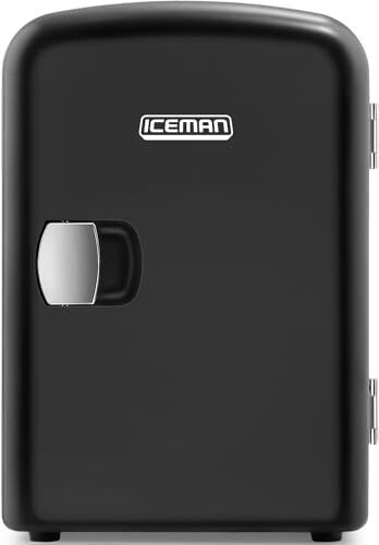 Chefman - Iceman Mini Portable Black Personal Fridge Cools Or Heats and Provi...