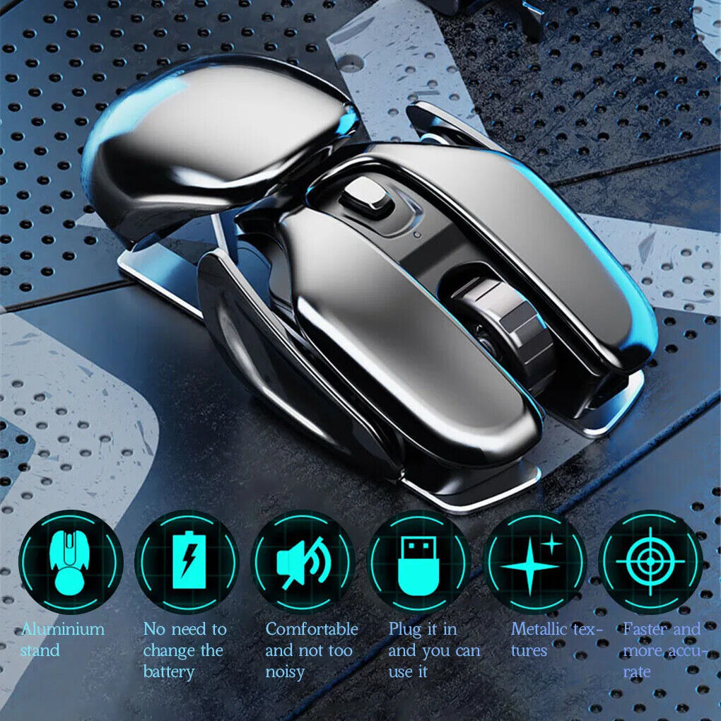 PX2 Metal 2.4G Rechargeable Wireless Mute 1600DPI Mouse 6 Buttons for PC