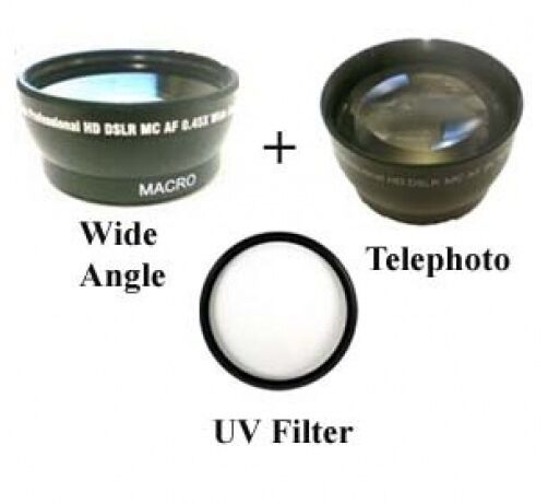 34mm Wide angle Lens + Telephoto lens + UV Filter Kit