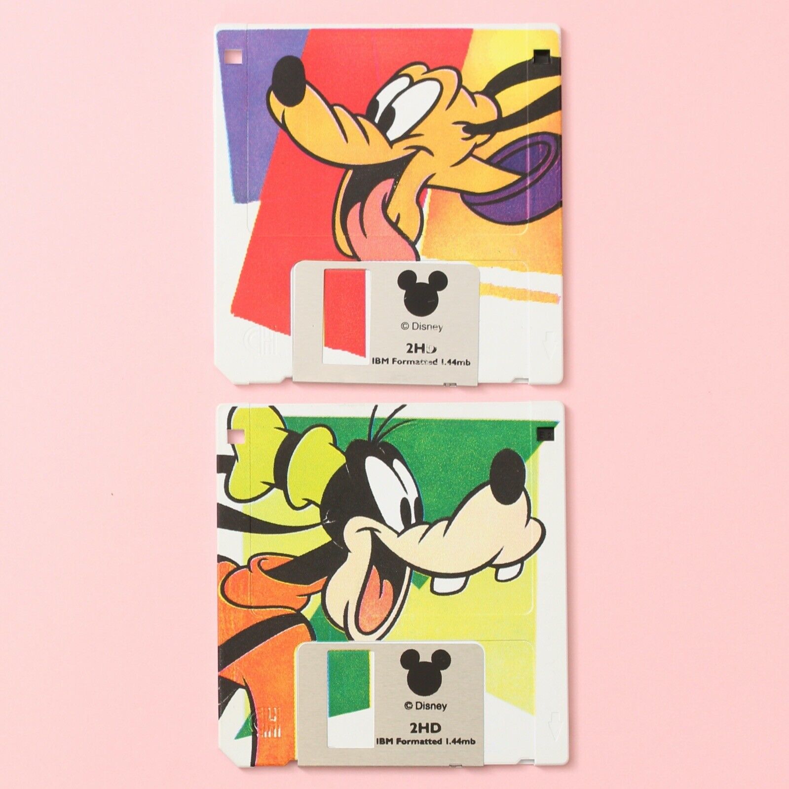 Vintage Disney Pluto & Goofy 3.5” (3 1/2”) 2HD IBM Formatted 1.44MB Floppy Disks