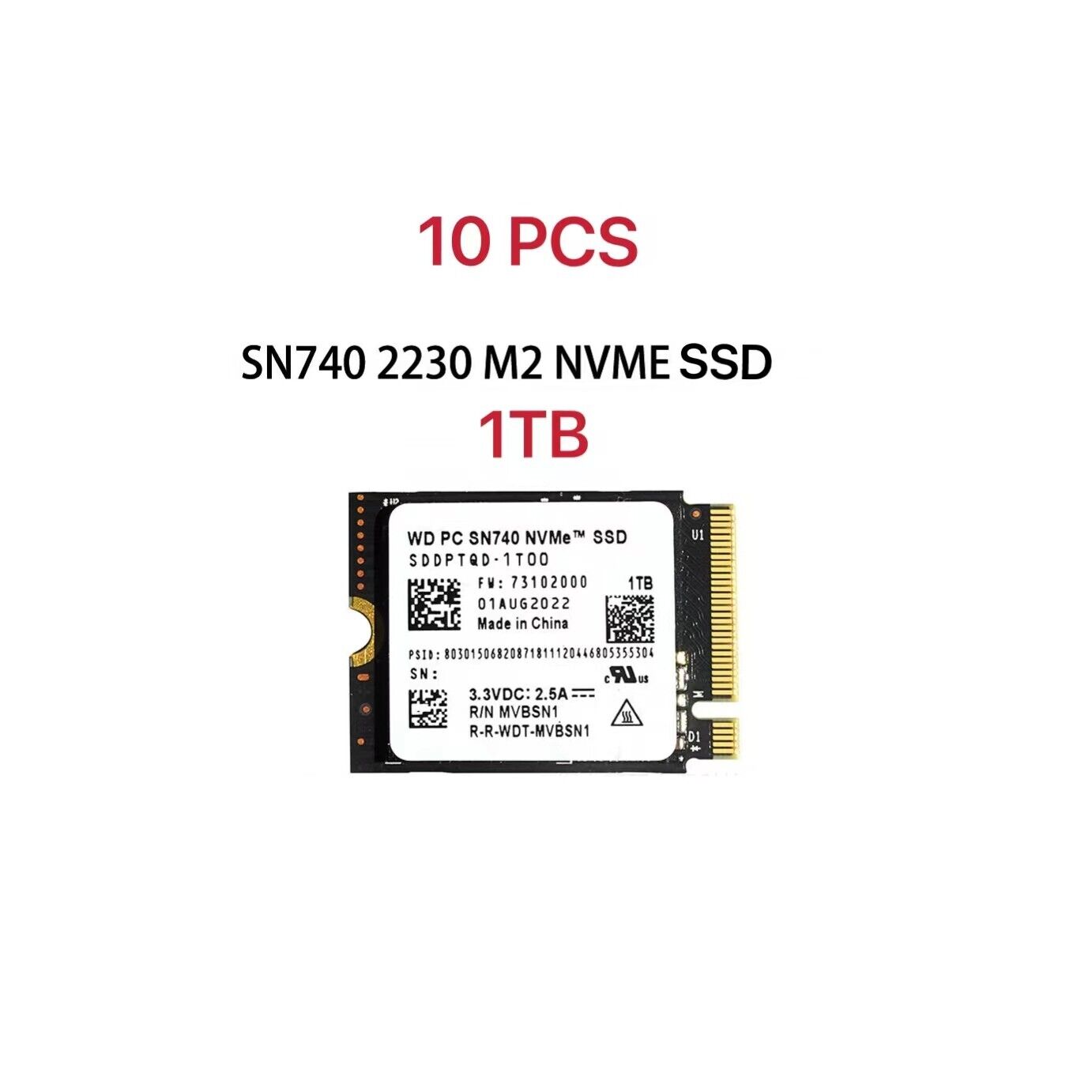 Lot 10pcs WD SN740 M.2 2230 1TB NVME PCIE 4.0 SSD for Steam Deck ASUS ROG Flow