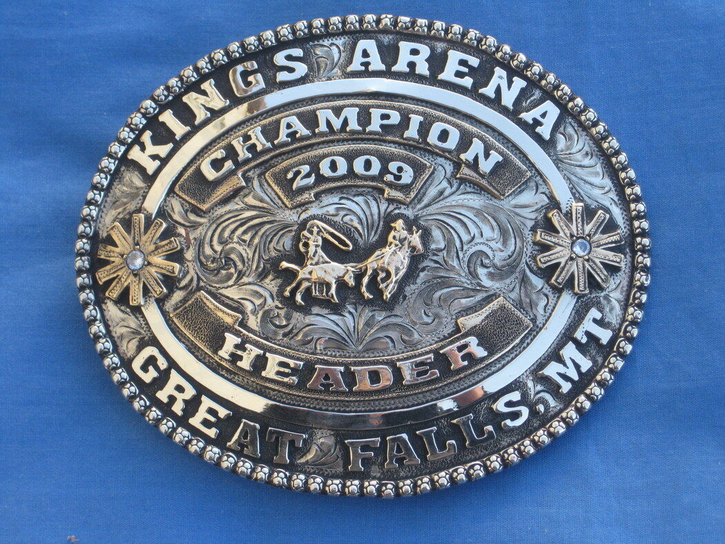 Clint Mortenson Rodeo Trophy Belt Awards Buckle Antique Silver Spur Rowel Custom