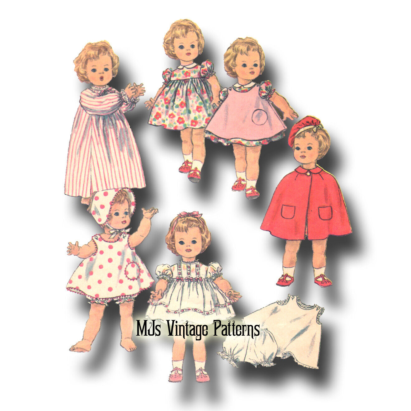 Vtg 1960s Baby Doll Clothes Pattern Dress Coat Hat Nightgown ~ 22