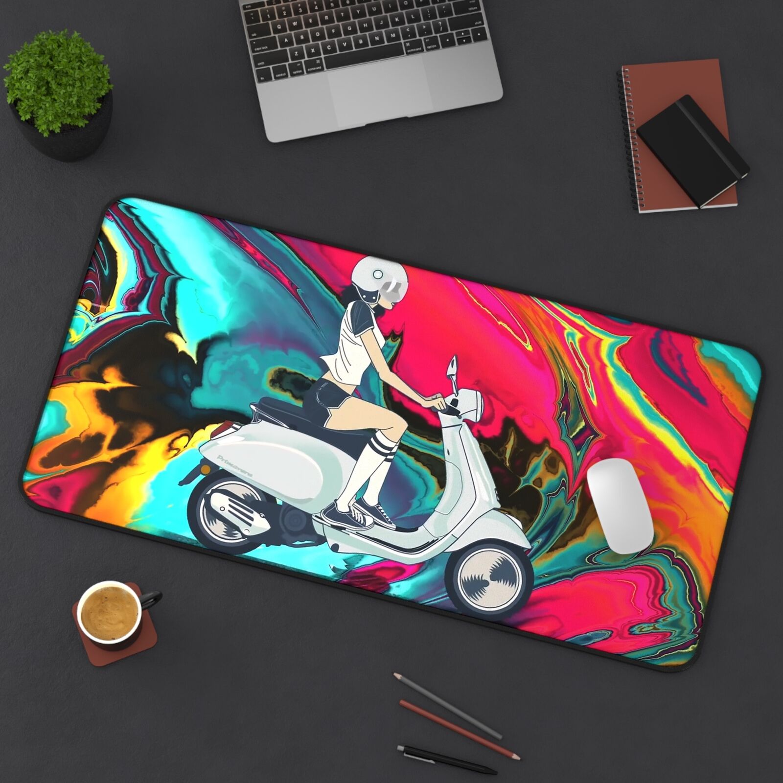 Vespa - Scooter Retro Girl Anime - Multiple Sizes High Quality Mouse Pad