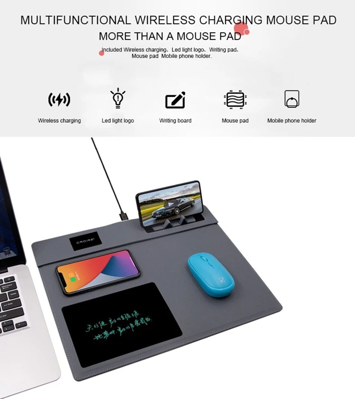Ultimate Multifunctional Mouse Pad with Digital Notepad & Wireless Charging
