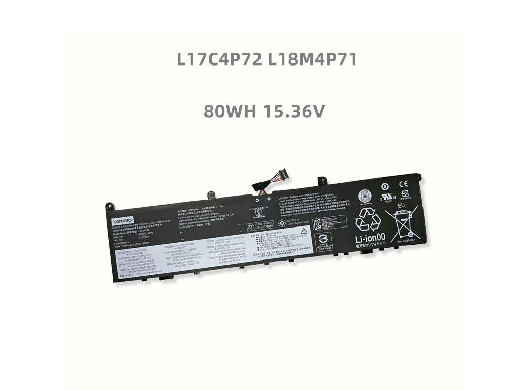 80WH OEM L17C4P72 L18M4P71 Battery for Lenovo ThinkPad X1 Extreme 2nd 01AY969