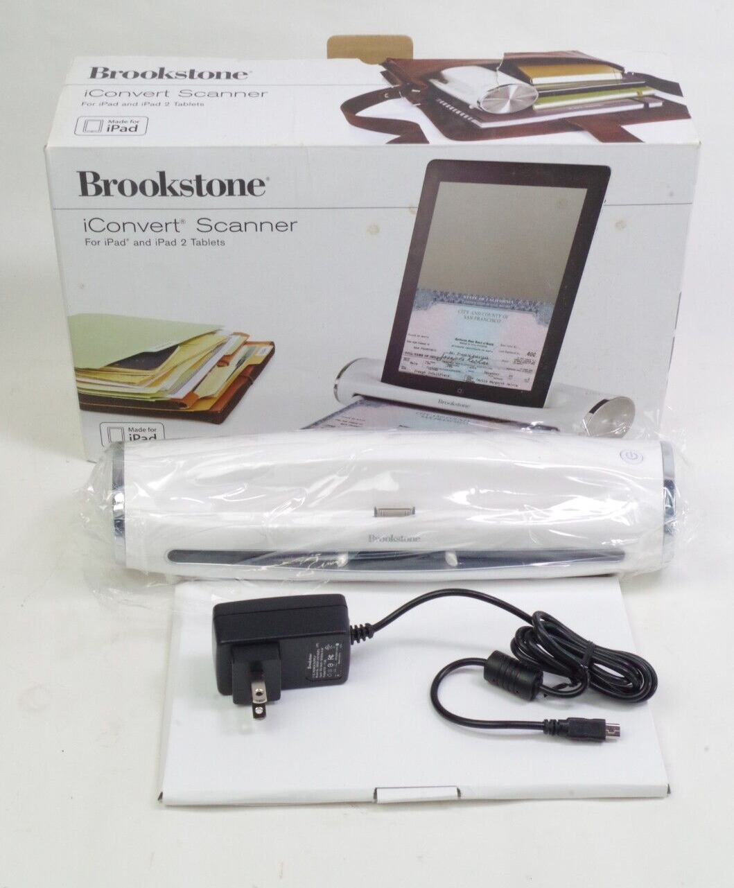 Brookstone iConvert Scanner Dock for Apple iPad 1 iPad 2 Unused