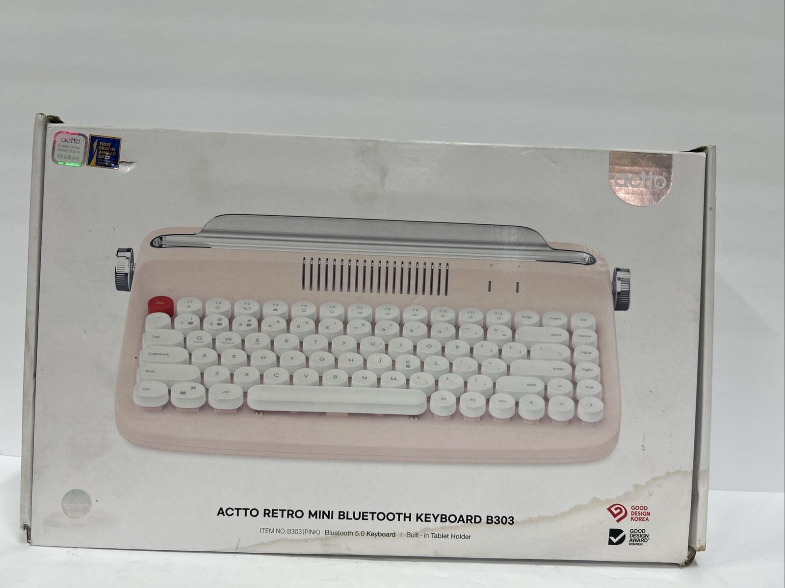 Actto Retro Mini Bluetooth Typewriter Keyboard B303 - Pink