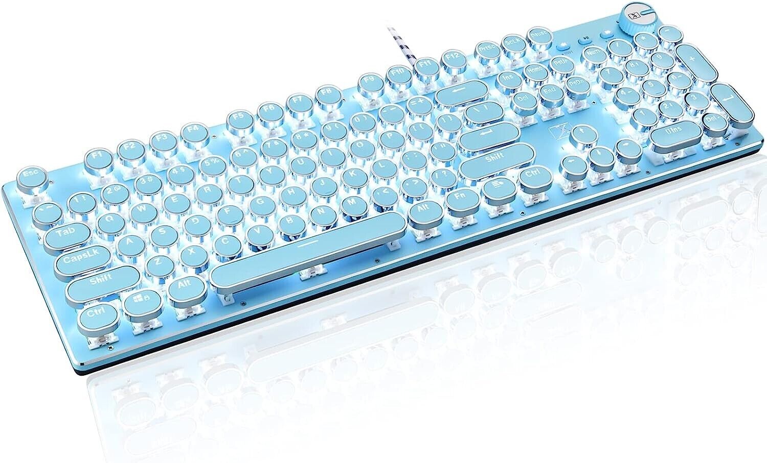 Basaltech X9-Series Blue Full Sized 104-Key Round Keycaps Mechanical Keyboard