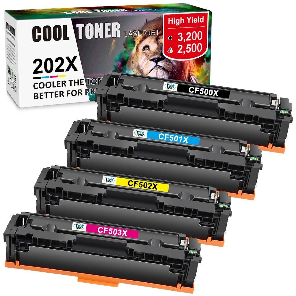 4 Pack CF500A Toner For HP 202A Color LaserJet Pro M281cdw M281fdw M254dw 202X
