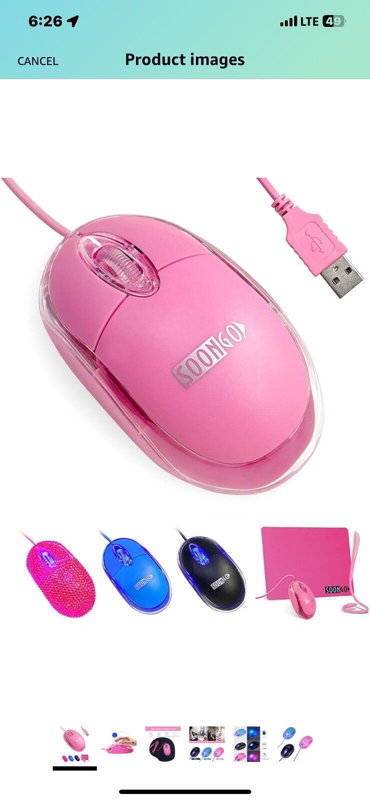 Pink Mini USB Optical Mouse