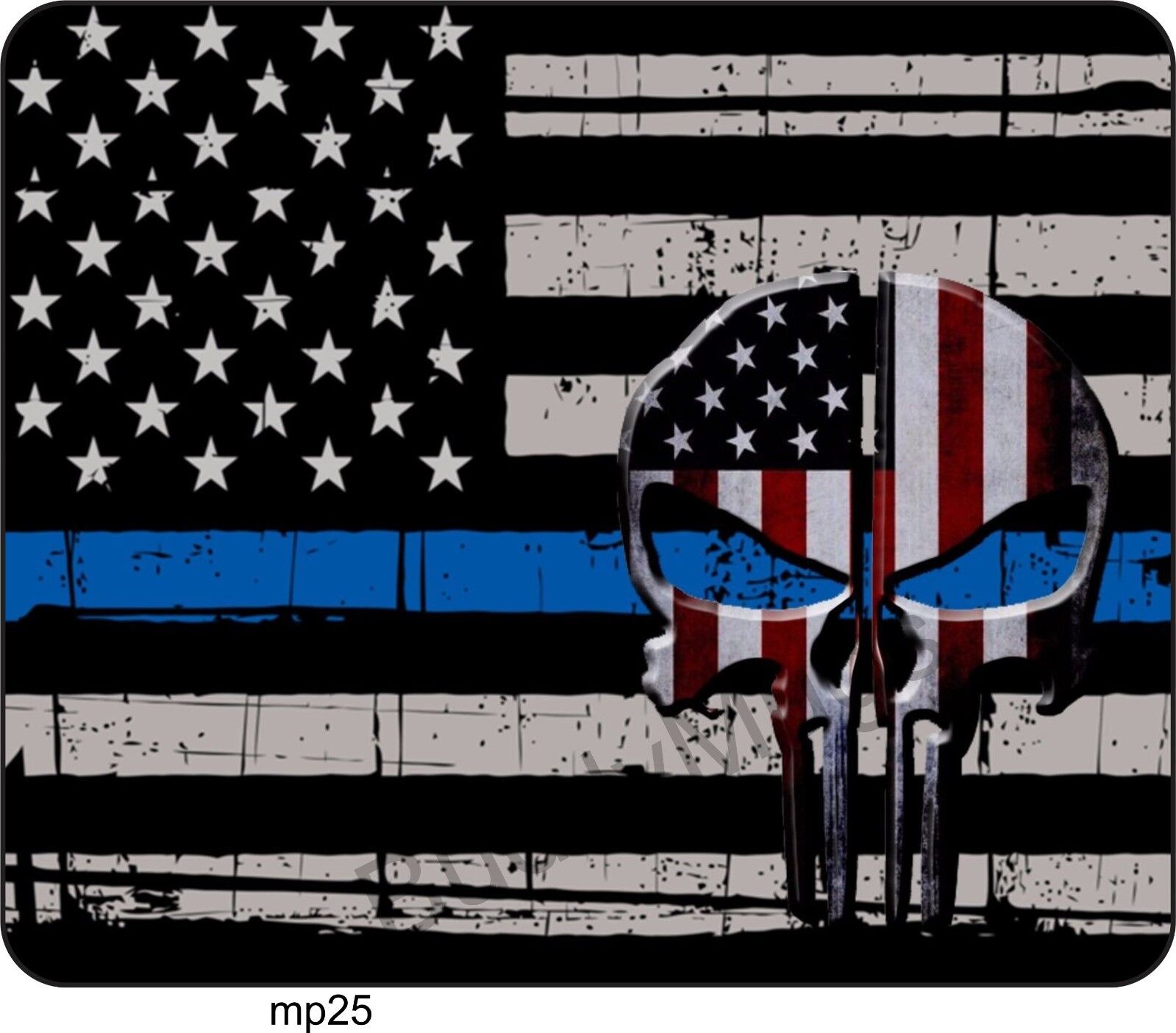 Punisher Thin Blue Line US Flag Mouse Pad For Laptop Computer Gaming Mousepad 25