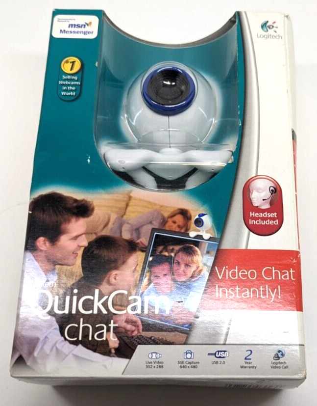 Vintage 2005 Logitech QuickCam Chat 2 Camera + Headset, Webcam (New, Read)
