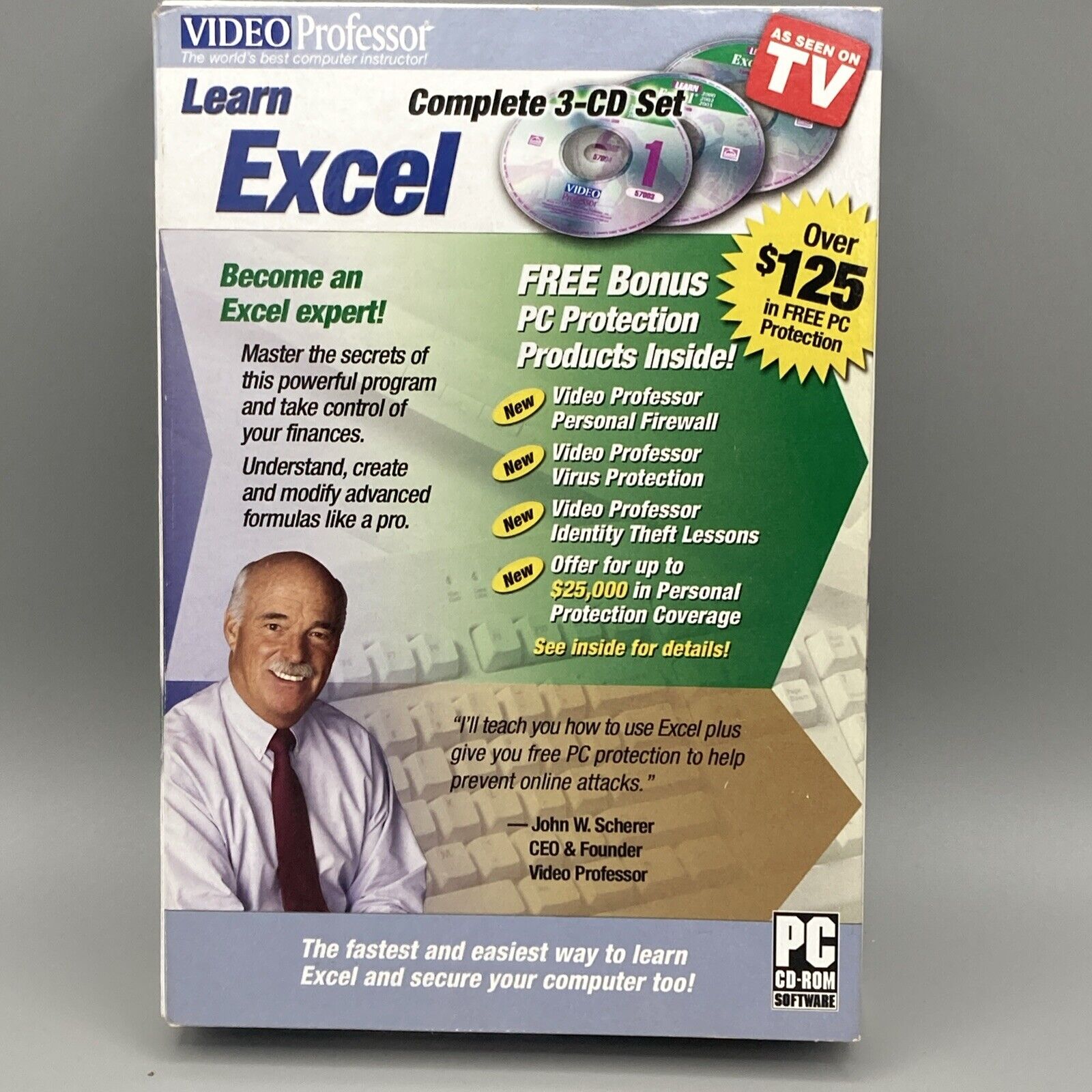 Video Professor Learn Excel 3-CD Set [PC CD-ROM] As Seen On Tv