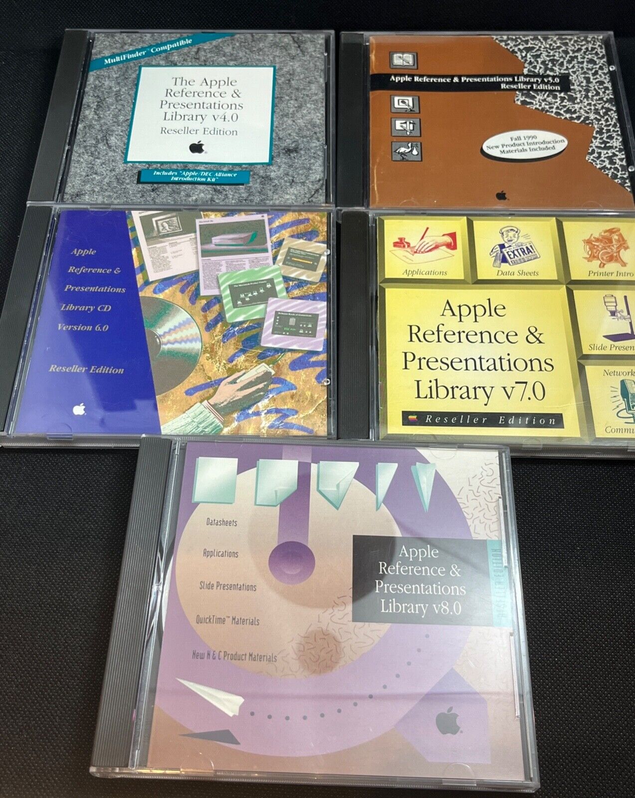 Vintage, rare and collectible, 1990/91 five (5) Apple Reference & Presentations 