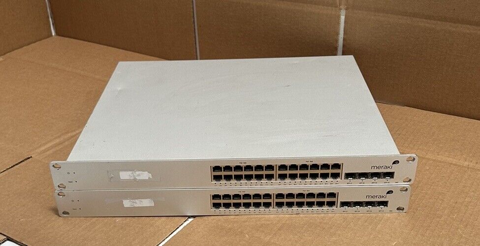 LOT OF 2 - Cisco Meraki MS22P POE Gigabit Ethernet Switch 600-20020 Unclaimed