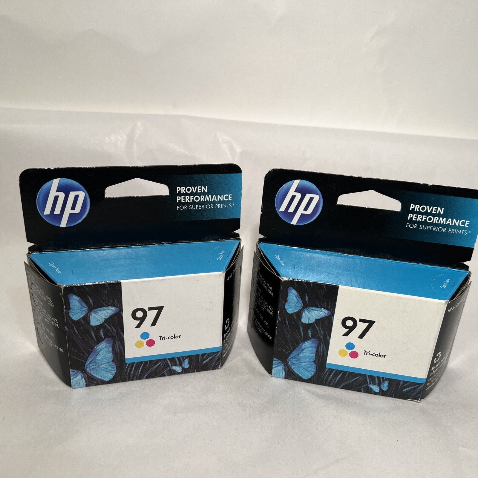 Lot 2 Genuine HP  97 Tri-Color C9363WN Ink Cartridges Sealed Boxes New Unopened