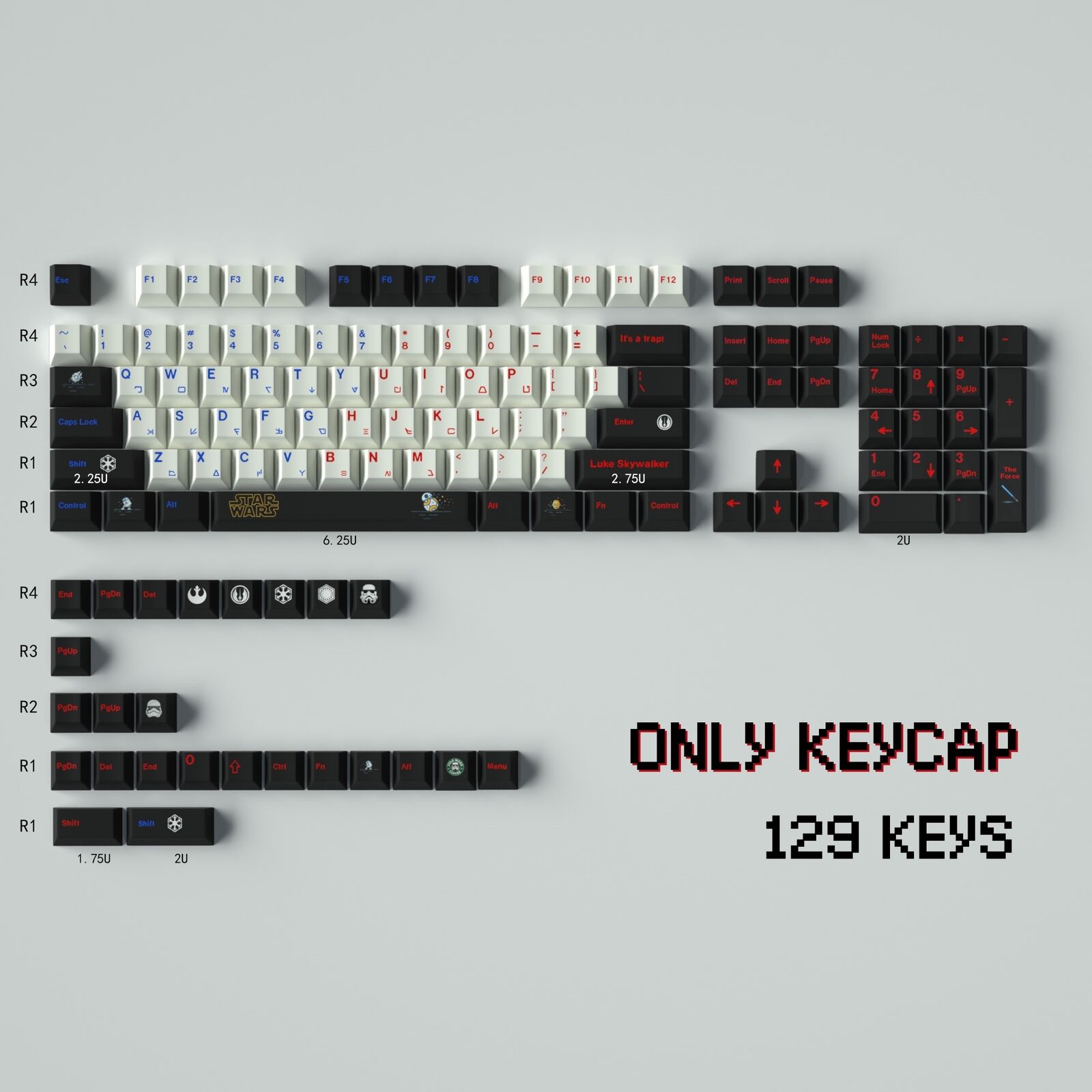 129Keys Star Wars Keycap PBT Sublimation Cherry Profile for MX Keyboard64/87/980