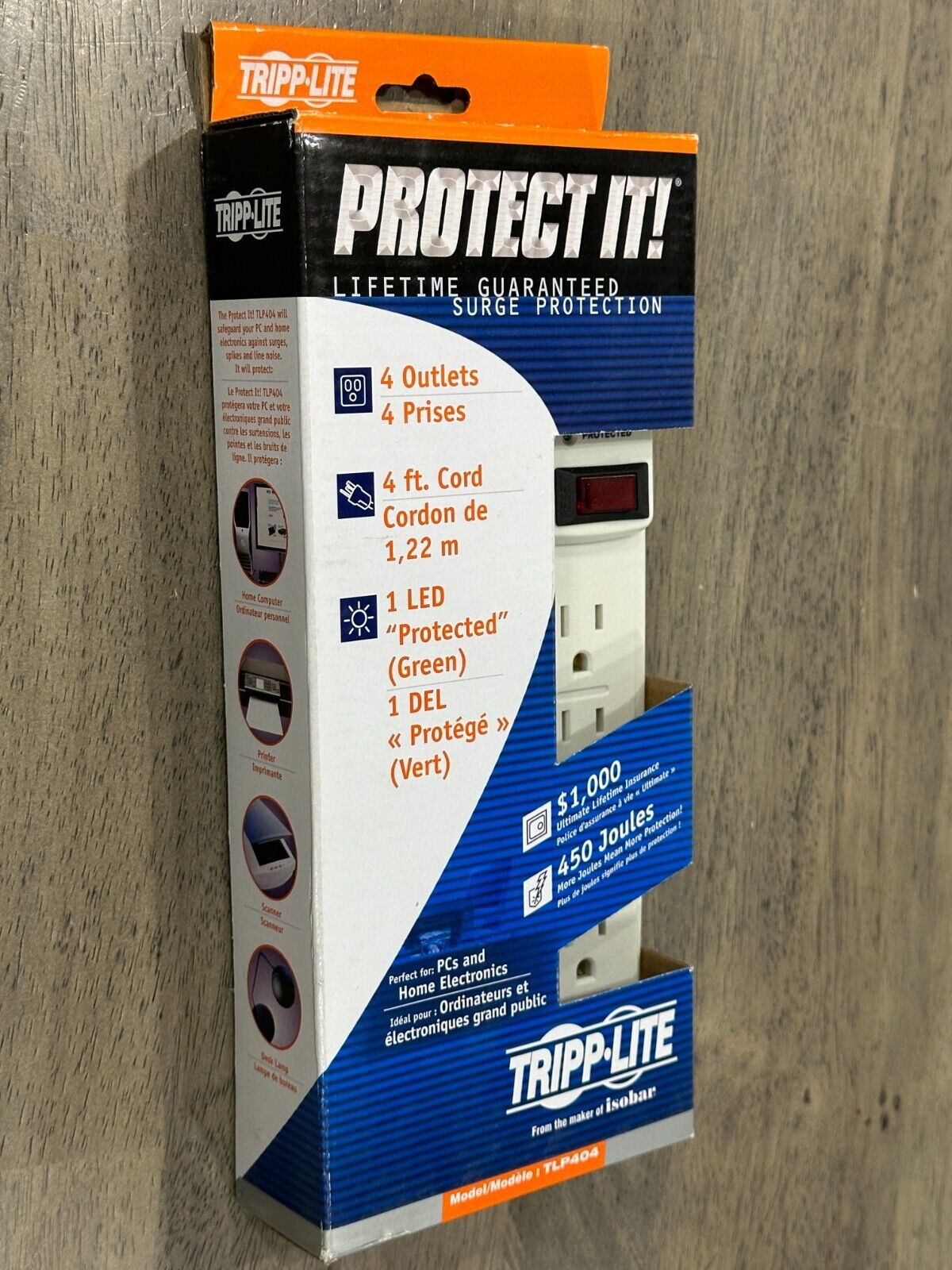 (Lot of 2) Protectit “Tripp-Lite” 4 Outlets 120v Surge Suppressor Made By Isobar