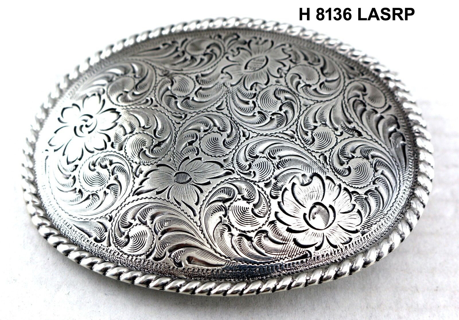  WESTERN COWBOY COWGIRL OVAL ROPE SILVER PLATED RODEO TROPHY BELT BUCKLE BLANK 