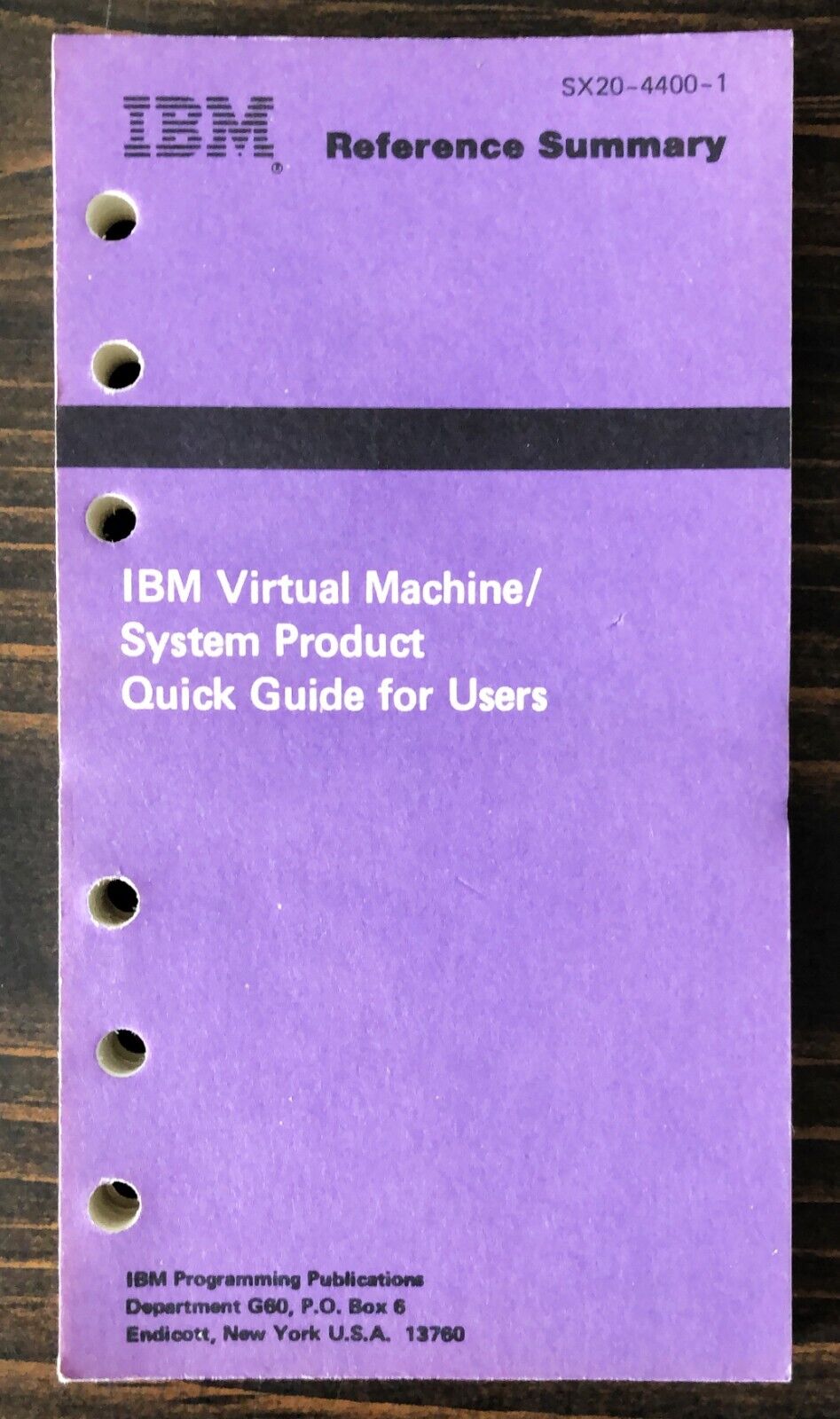 IBM - Virtual Machine System Product Quick Guide For Users Reference Summary