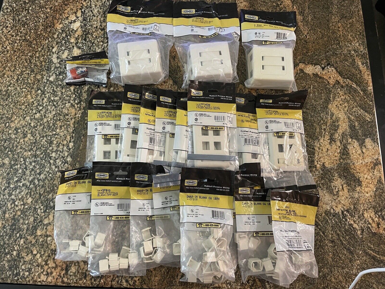 Huge Lot- Hubbell Premise Wiring Wall Plate IFP14OW Snap SFB10 Box 8604OW HXJ3OR