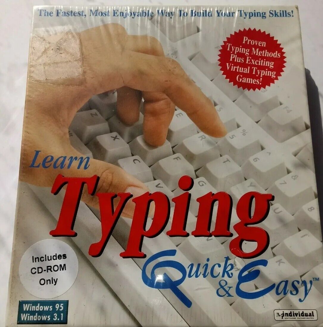 Vintage CD-Rom Computers Learn How To Type Typing Quick & Easy Windows 95 New