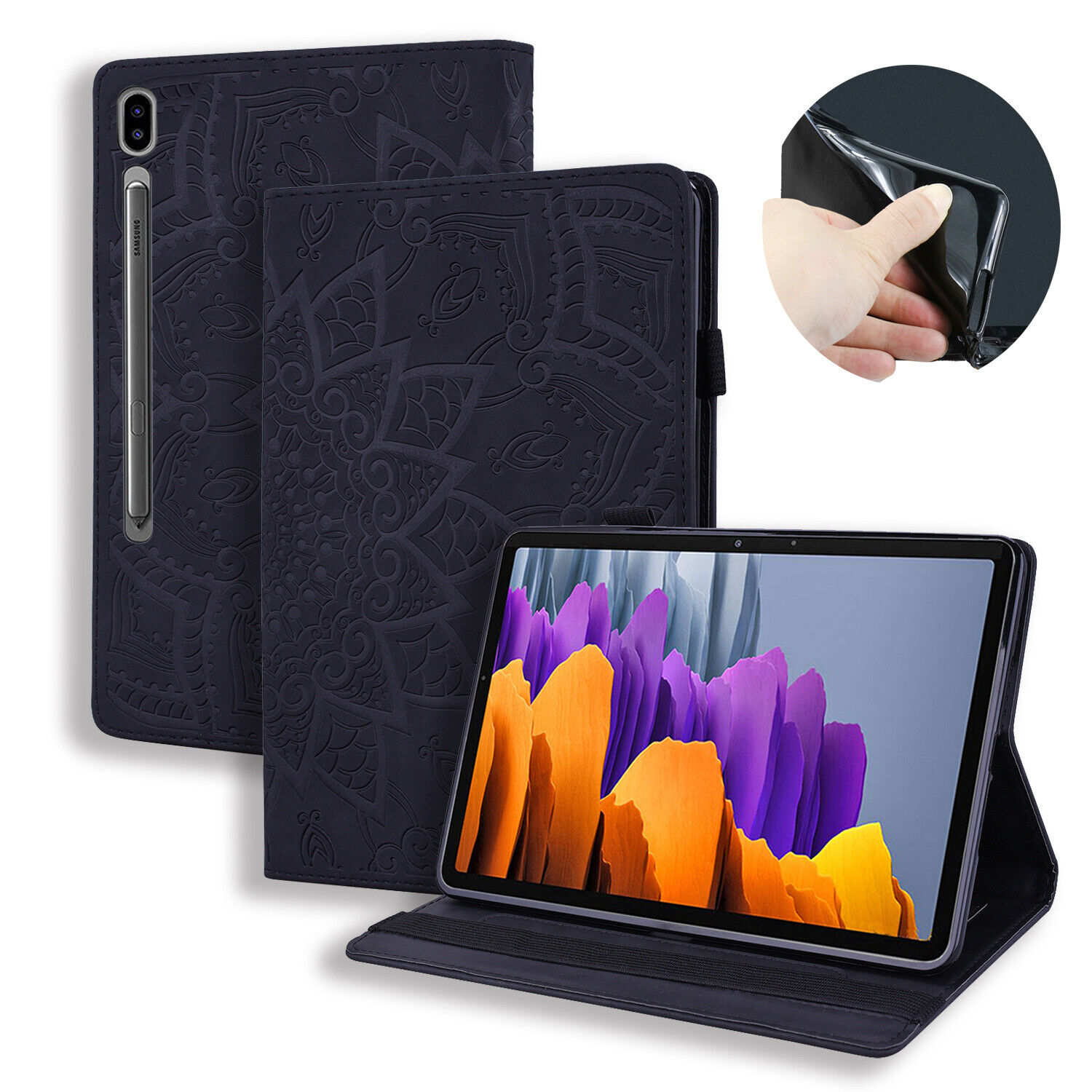 For Samsung Galaxy Tab S9 Ultra S9 Plus S9 S8 Retro Leather Flower Wallet Case