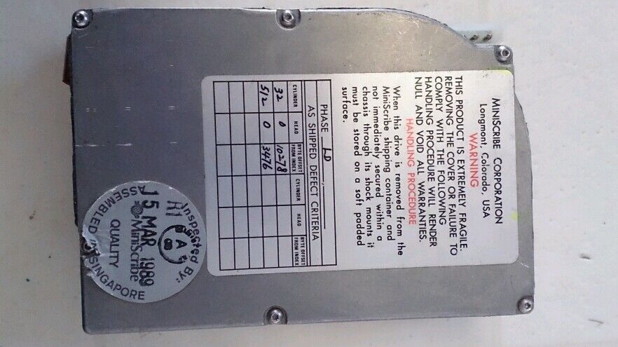 Miniscribe Model 8438 rare old 3.5HH MFM PC XT 8-BIT Hard Drive - Vintage