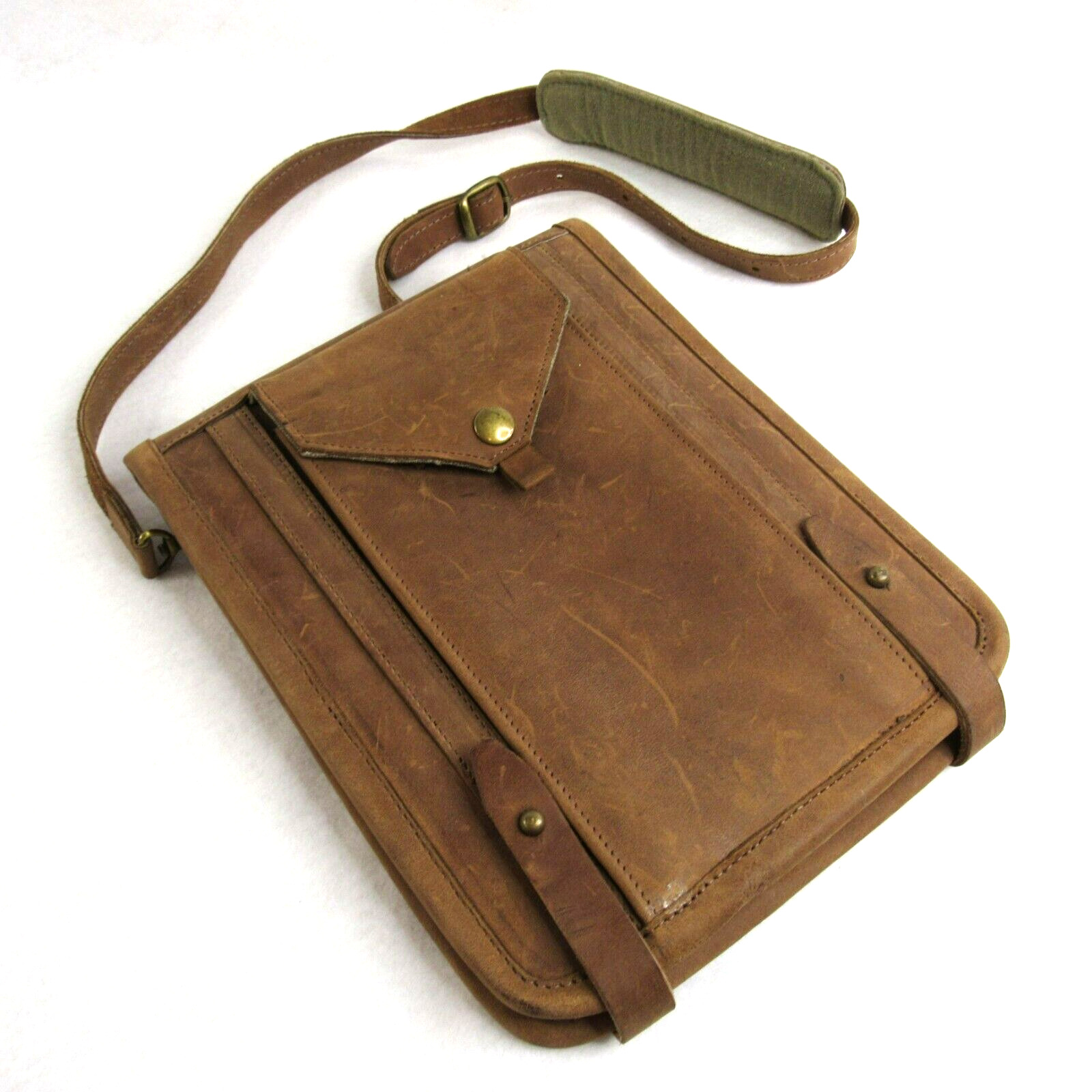 IPad Tablet Case Sleeve Temple Brown Oiled Leather WWII Canvas Shoulder Strap