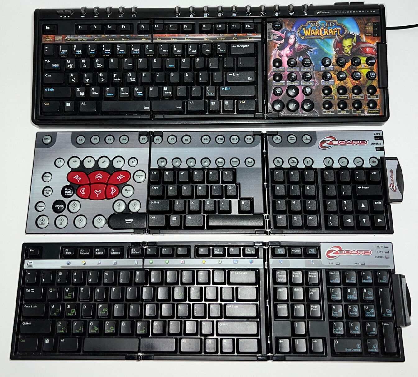 Zboard World Of Warcraft Limited Edition Orc & Elf Gaming Keyboard RARE w/base