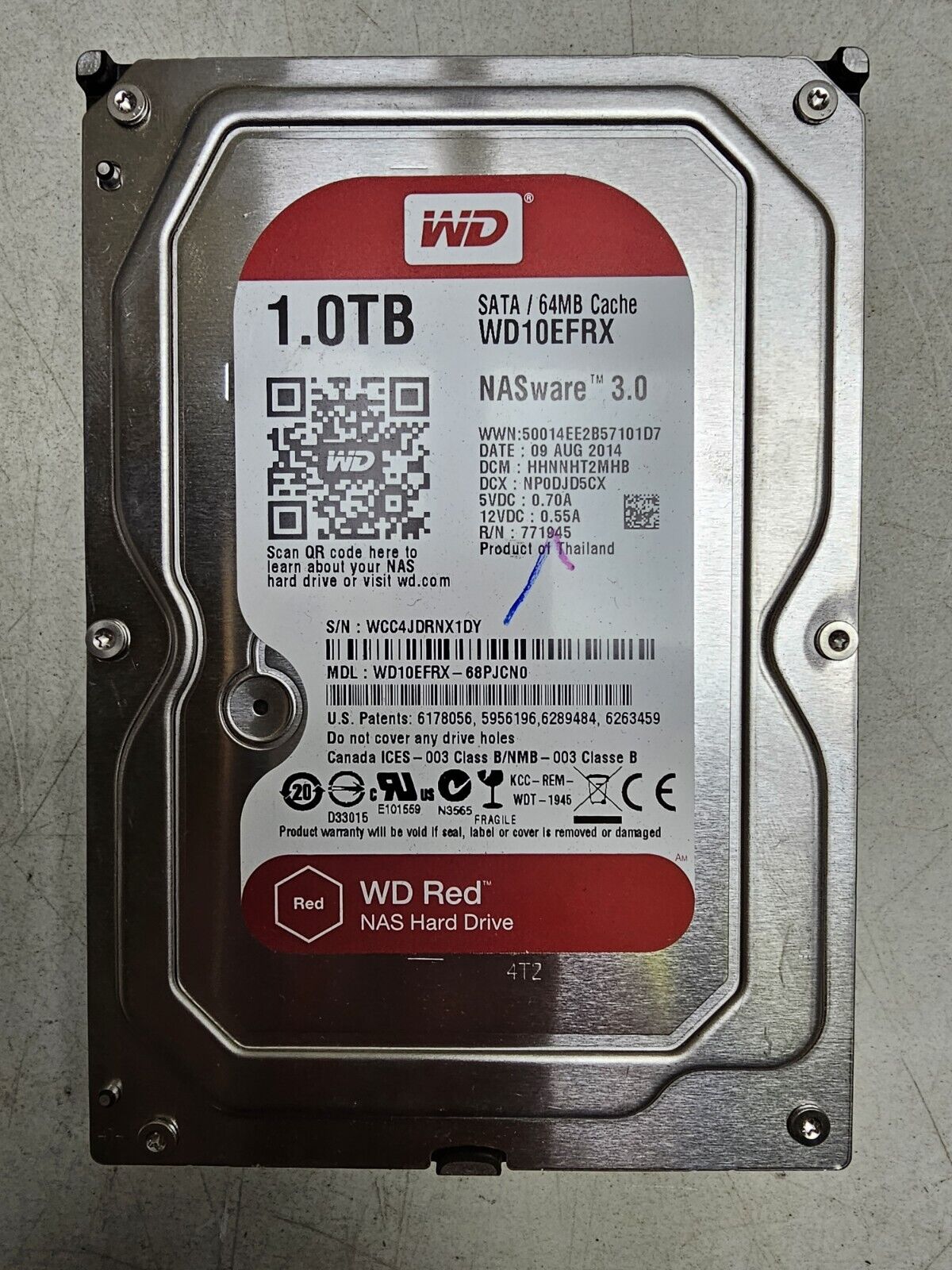 Western Digital WD Red NAS Hard Drive 1.0TB 64MB NASware 3.0 Hard Drive WD10EFRX