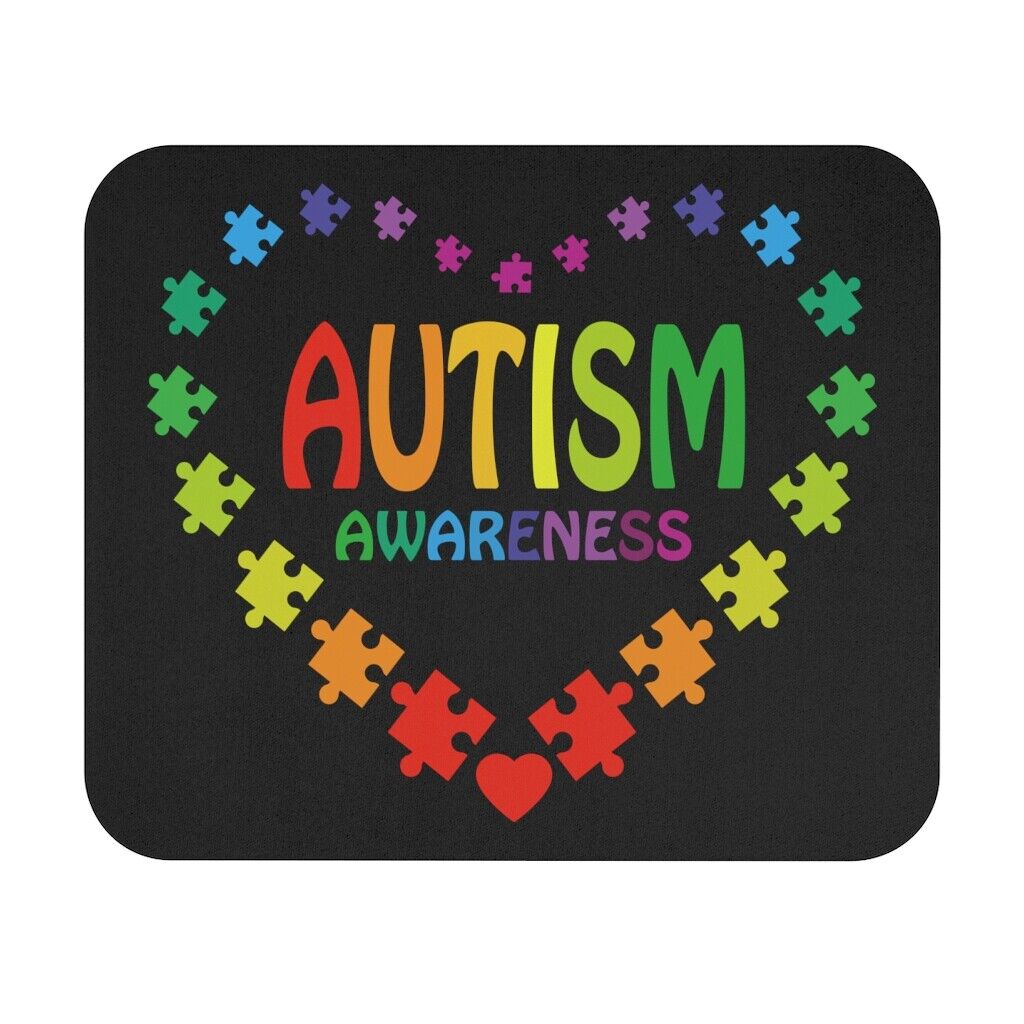 Autism Awareness Non Verbal Rainbow Heart Made of Puzzle Pieces Mouse Pad 