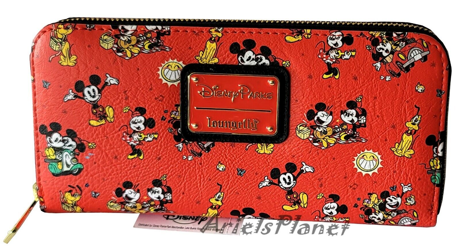 Disney Parks Loungefly Runaway Railroad Mickey and Minnie Mouse Red Wallet