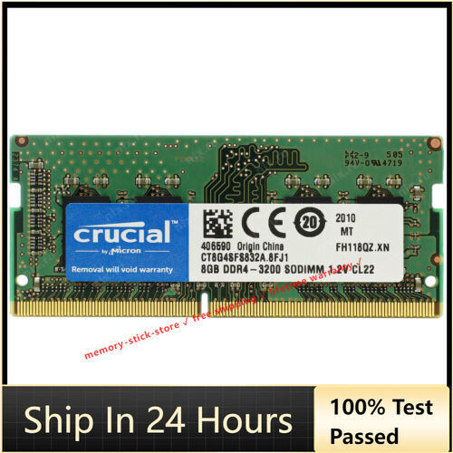CRUCIAL 8GB DDR4 3200 MHz PC4-25600 Laptop SODIMM Non-ECC 260-Pin Memory RAM 8G