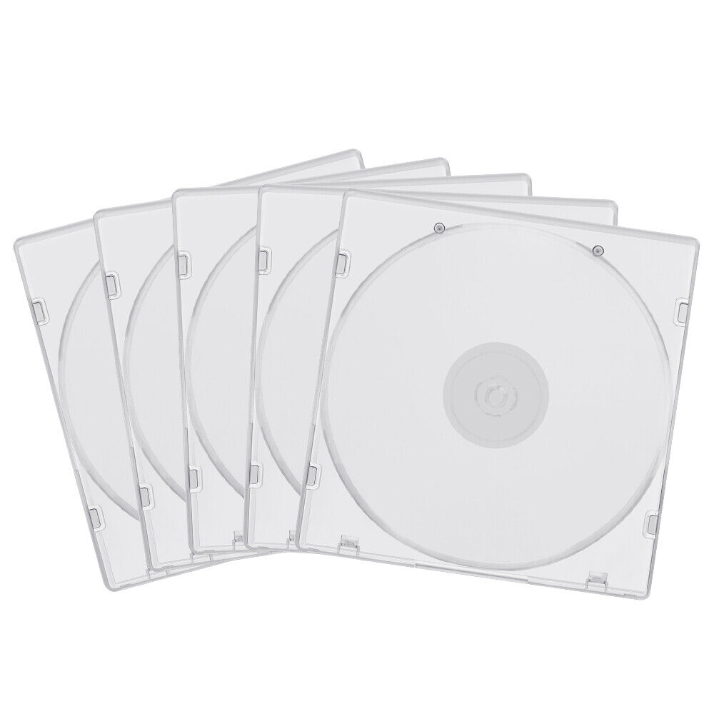 20-200 x Standard Single Clear CD Jewel Case Slim DVD Disk Organizer Holder Tray