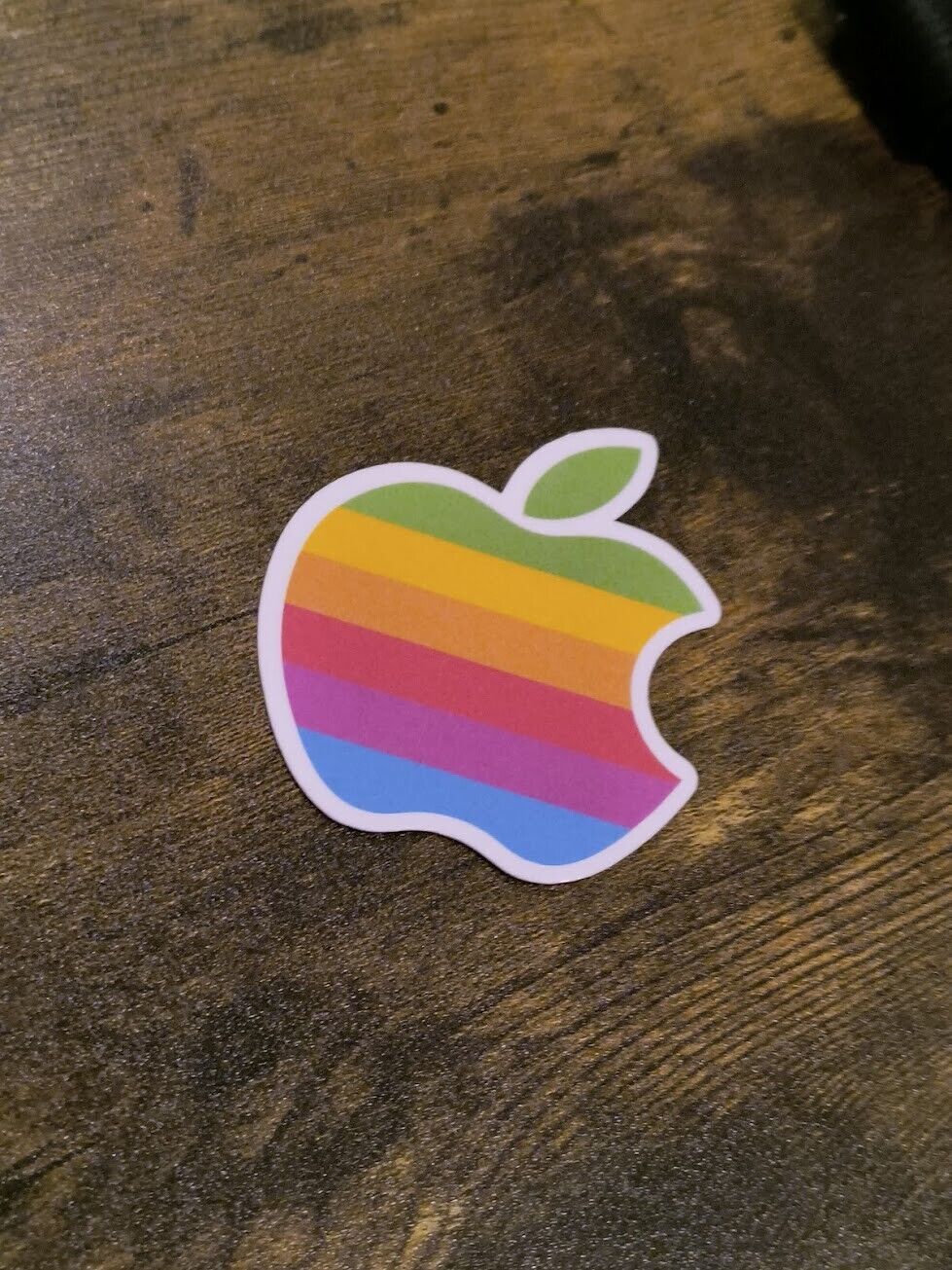 Apple Logo Vintage Premium Sticker Decal Computer Vinyl Mini Rainbow (3 Pack)