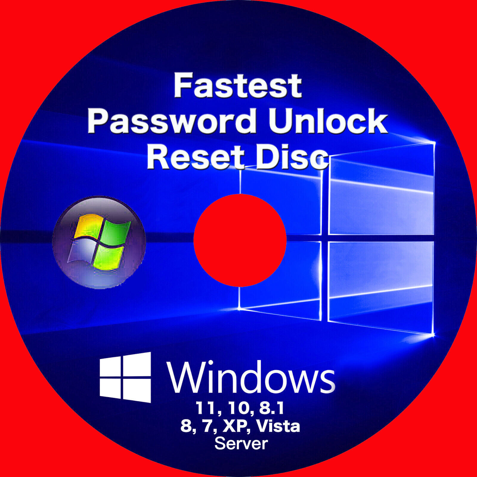 Windows Lost Password Reset Disk for Win 11, 10, 8.5, 8, 7, Vista, XP, Server