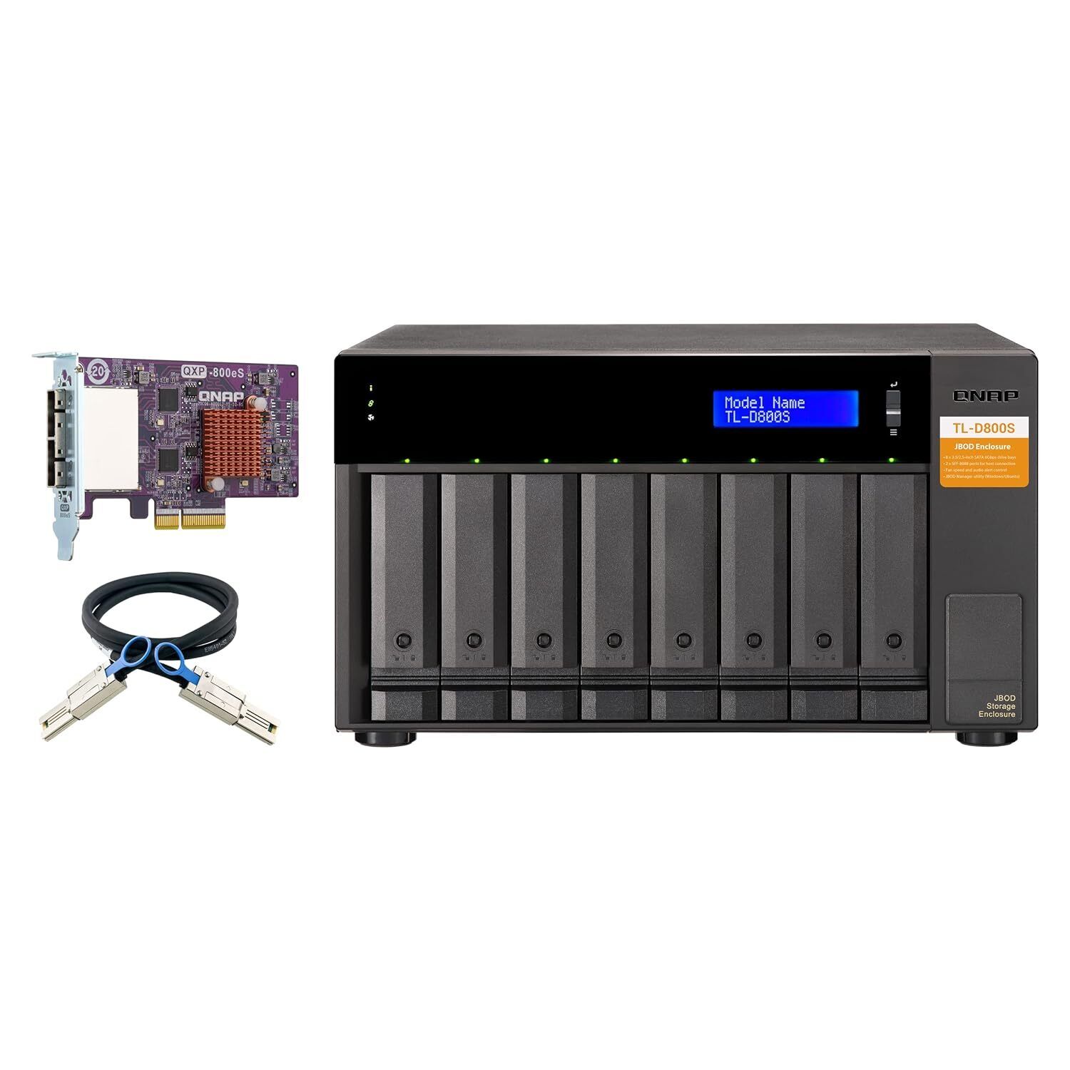 QNAP TL-D800S 8 Bay SATA 6Gbps JBOD Storage Enclosure. PCIe SATA Interface Car