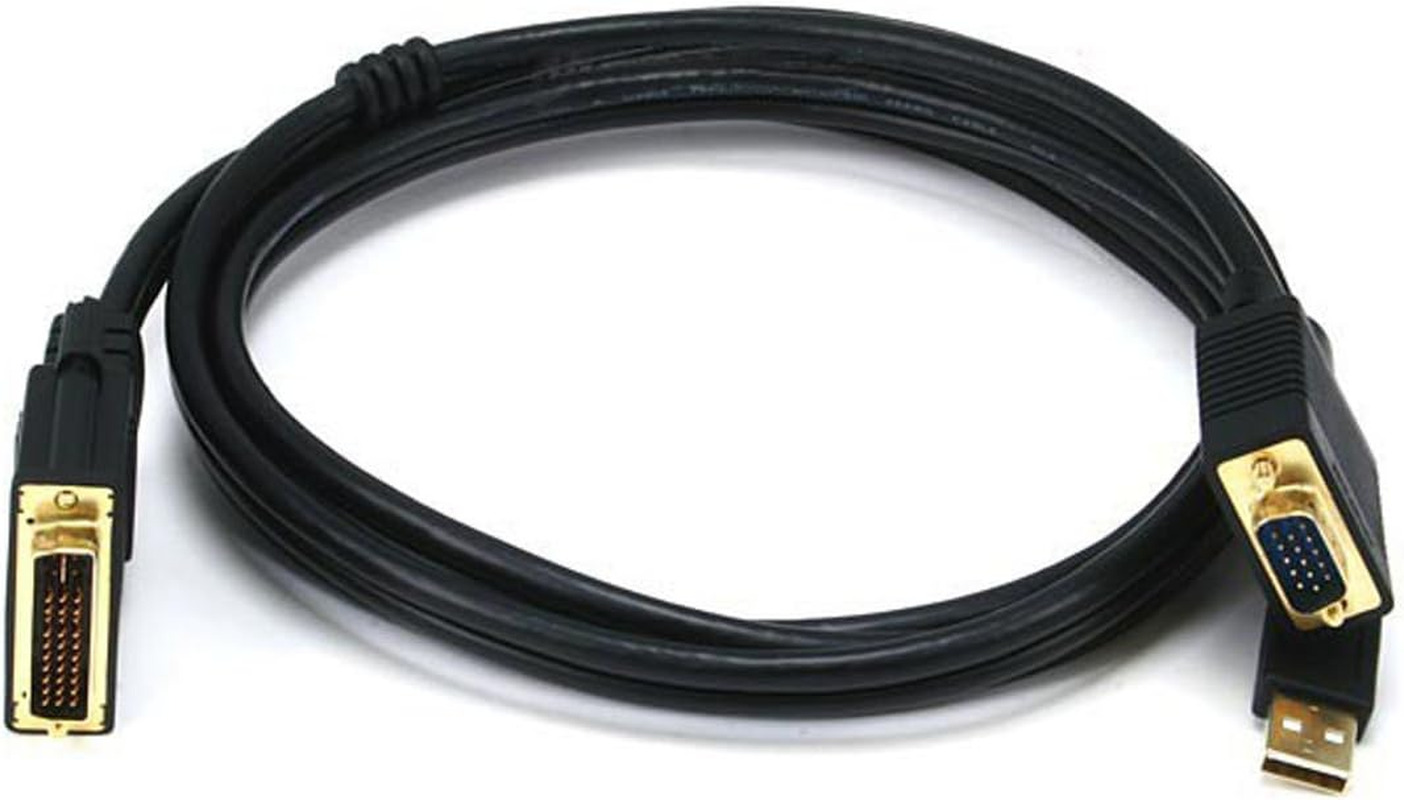Video Cable - 6 Feet - Black | 28AWG VGA and USB to M1-D